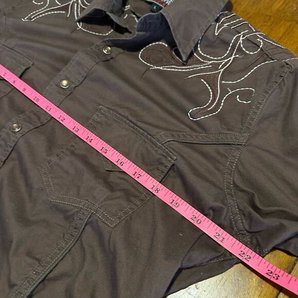 Rock & Roll Cowboy Men’s Country Western Pearl Snap Brown Stitched Design Size L - Picture 8 of 9